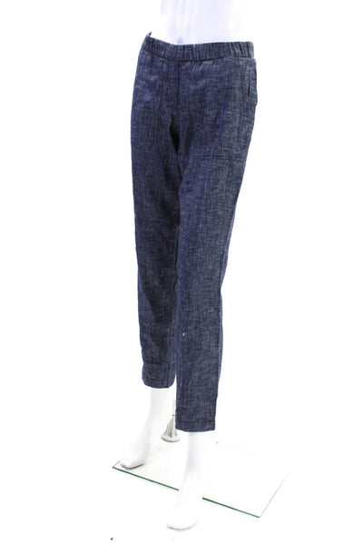 Theory Womens Linen Pull On Northsound Tierra Wash Slim Leg Pants Blue Size 2