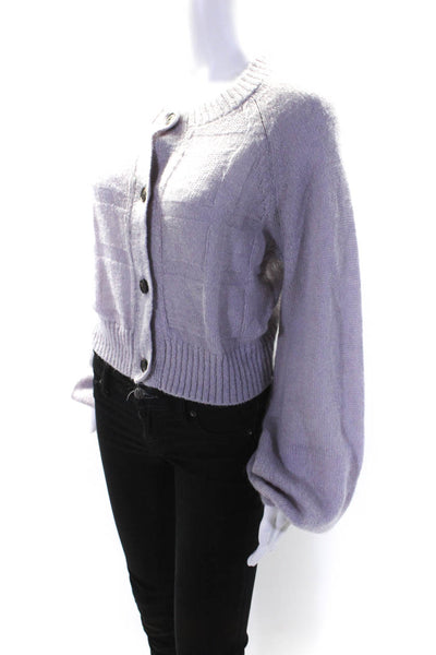 Toccin Womens Button Down Long Sleeves Cardigan Sweater Iced Purple Size Small