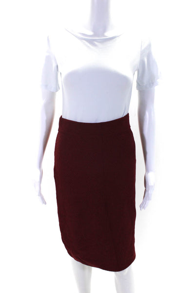 Toccin Womens Pull On High Rise Knee Length Pencil Skirt Red Size Small