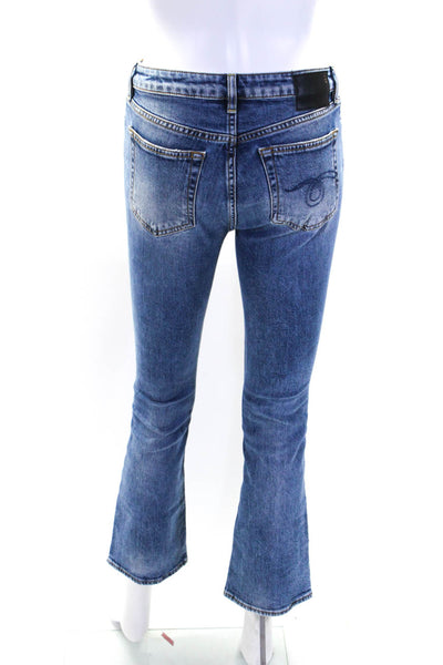 R13 Womens Cotton Five Pocket Button Closure Mid-Rise Flare Jeans Black Size 25