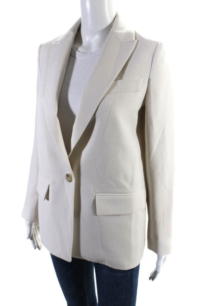 Vince Womens Single Button Pointed Lapel Crepe Blazer Jacket White Size 0