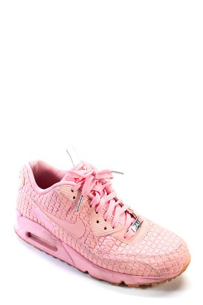 Nike Air Max Womens Lace Up Side Logo Trainers Leather Pink Size 10