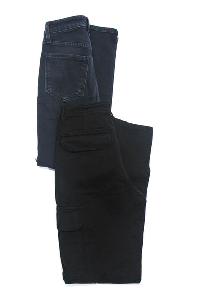 Le Jean Zara Womens Front Zip Dark Wash 5 Pocket Jean Blue Black 27 34 Lot of 2
