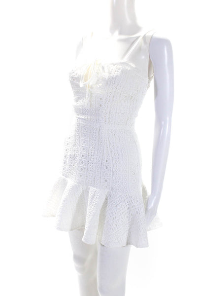 Superdown Womens Lace Flounce Hem Keyhole Mini Dress White Size XS