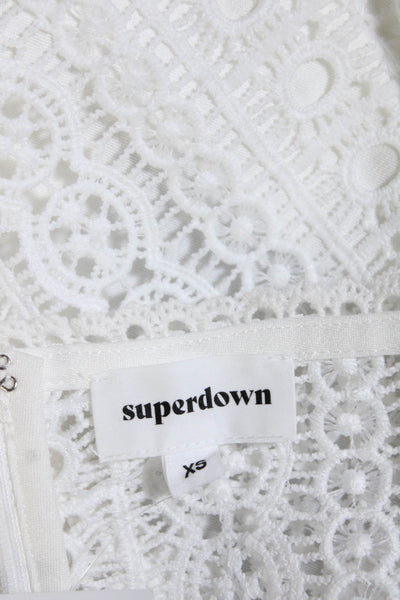 Superdown Womens Lace Flounce Hem Keyhole Mini Dress White Size XS