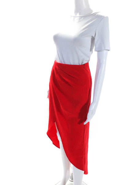 Superdown Womens Gathered High Low Slit Skirt Red Size XS