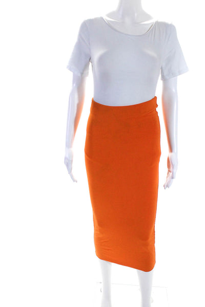 The Andamane Womens Elastic Waist Straight Maxi Skirt Orange Size 40
