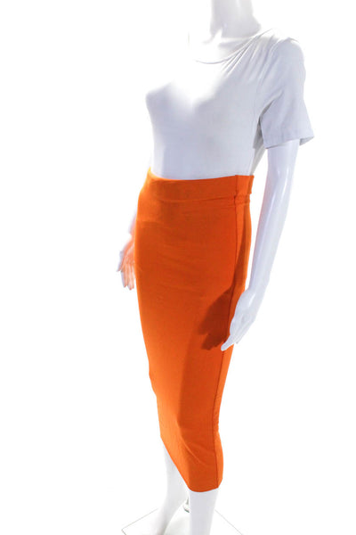 The Andamane Womens Elastic Waist Straight Maxi Skirt Orange Size 40