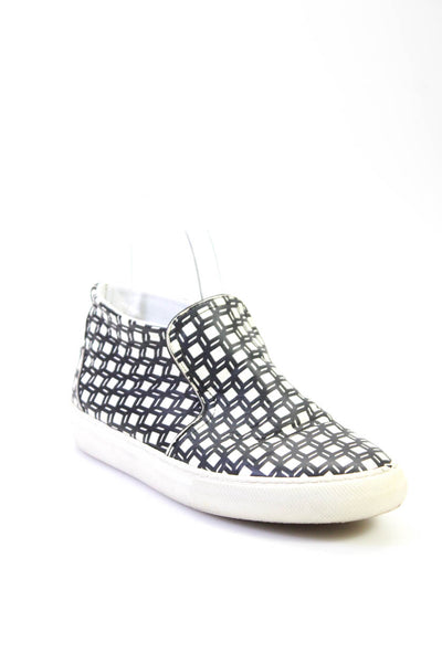Pierre Hardy Womens Leather Slip On Geometric Print Shoes White Black Size 6