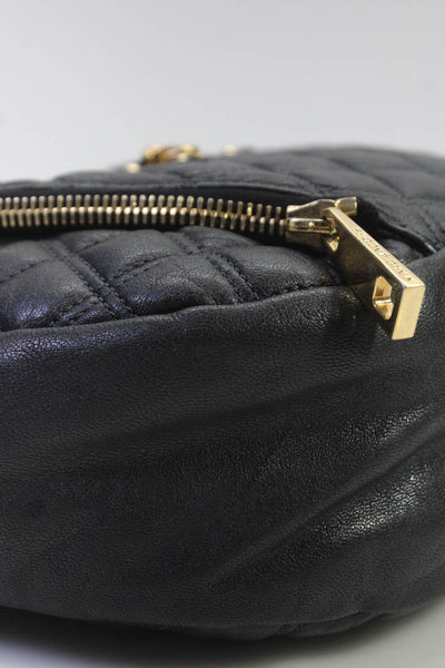 Marc Jacobs Womens Leather Quilted Gold Tone Hardware Shoulder Bag Black