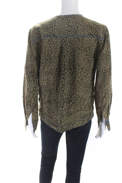 Rag & Bone Women's V-Neck Long Sleeves Animal Print Silk Blouse Size XS