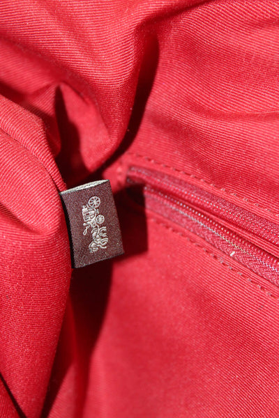Coach Womens Brown Leather Printed Zip Pockets Zip Large Tote Bag Handbag