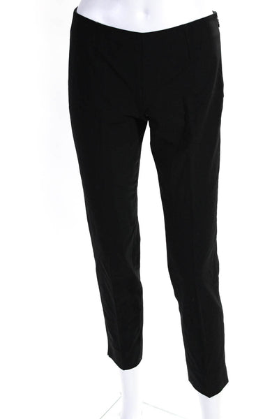Theory Womens Side Zip Mid Rise Pleated Straight Leg Pants Black Wool Size 0