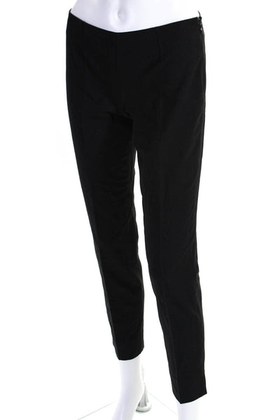 Theory Womens Side Zip Mid Rise Pleated Straight Leg Pants Black Wool Size 0