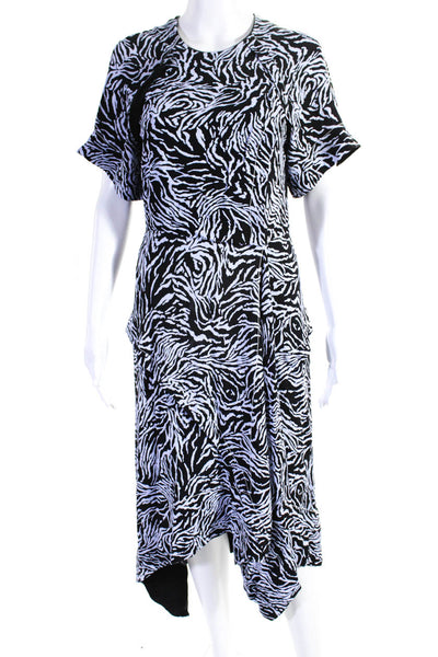 Proenza Schouler Womens Zip Up Short Sleeve Abstract Dress Black Lavender Size 4