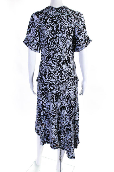 Proenza Schouler Womens Zip Up Short Sleeve Abstract Dress Black Lavender Size 4