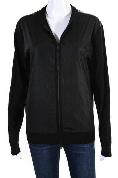 Theory Women's Round Neck Long Sleeves Full Zip Jacket Black Size XS