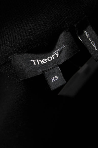 Theory Women's Round Neck Long Sleeves Full Zip Jacket Black Size XS