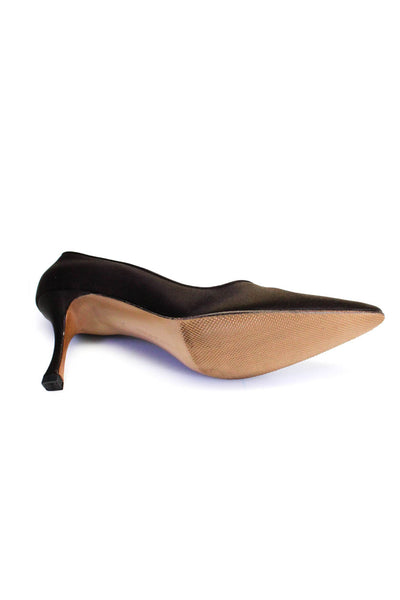 Manolo Blahnik Womens Satin Pointed Toe Spool Low Heel Pumps Brown Size 8US 38EU