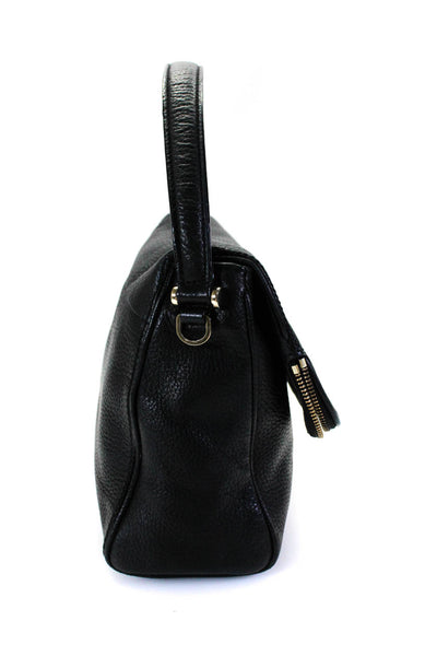 Kate Spade Womens Leather Zipped Snap Buttoned Flapped Shoulder Handbag Black