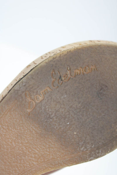 Sam Edelman Womens Leather Open Toe T-Strap Platform Wedges Brown Size 7US 37EU