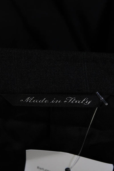 Canali Mens Window Pane Striped Print Buttoned Collared Blazer Black Size EUR54