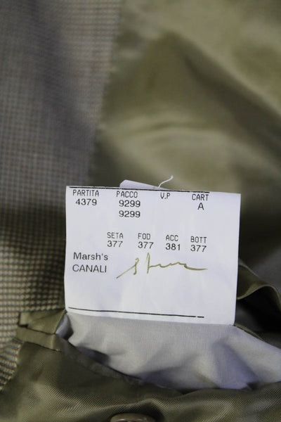Canali Mens Striped Textured Collard Buttoned Long Sleeve Blazer Tan Size EUR52