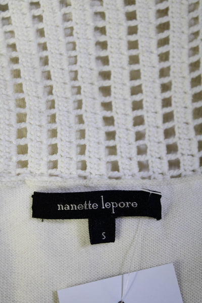 Nanette Lepore Womens Knitted Scoop Neck Short Sleeve Midi Dress Cream Size S