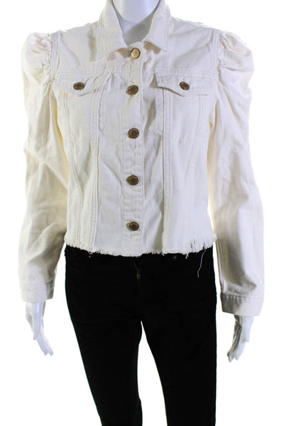 Blank NYC Women's Long Sleeves Button Up Denim Jacket White Sie M