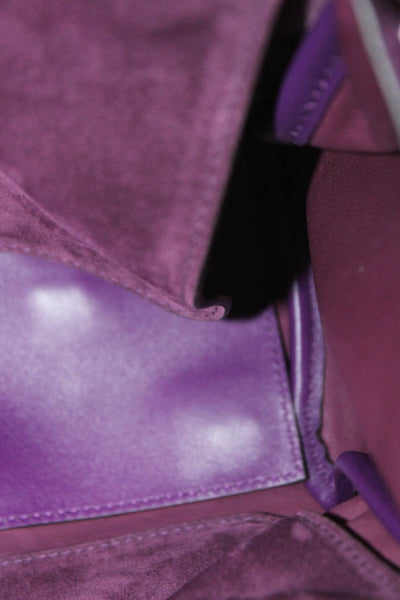 Salvatore Ferragamo Womens Suede Studded Turn Lock Shoulder Handbag Purple