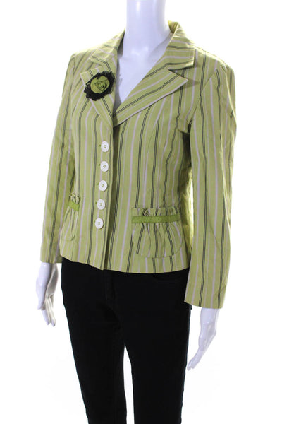 Nanette Lepore Womens Vintage Striped Blazer Jacket Green Pink Black Size 6