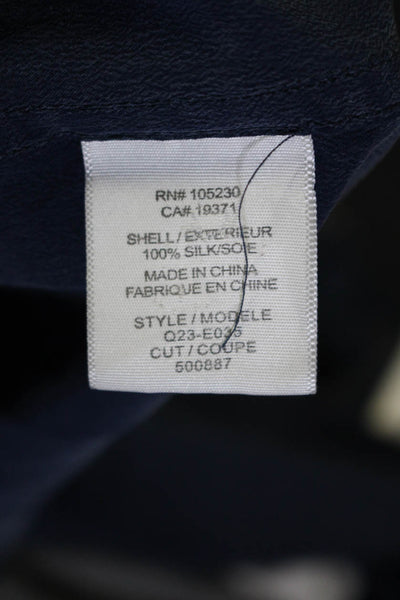 Equipment Femme Womens Navy Silk Collar Long Sleeve Button Down Blouse Top SizeS