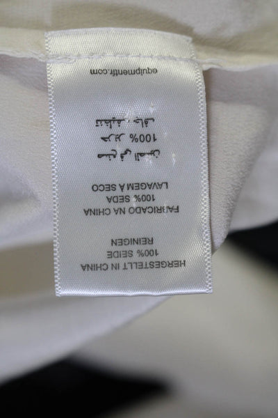 Equipment Femme Womens Cream Silk Tie V-Neck Long Sleeve Blouse Top Size S