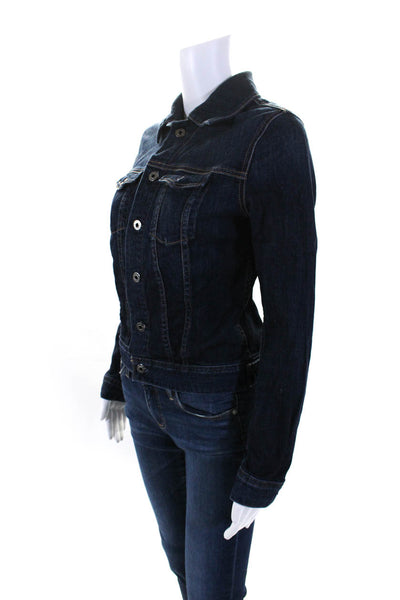 AG Adriano Goldschmied Womens Blue Dark Wash Long Sleeve Denim Jacket Size S