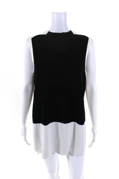 Lafayette 148 New York Womens Turtleneck Sweater Dress Black White Size Large