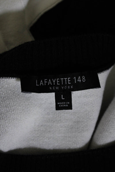 Lafayette 148 New York Womens Turtleneck Sweater Dress Black White Size Large