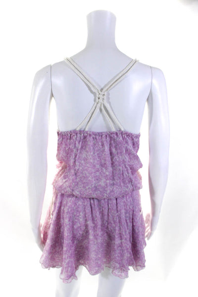 Poupette St. Barth Women's Scoop Neck Drop Waist Floral Mini Dress Size 1
