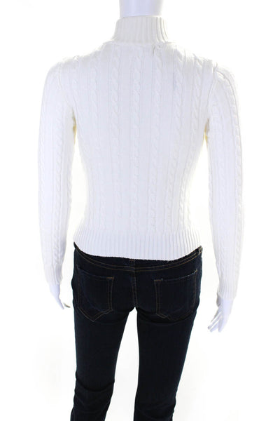 Superdown Womens Cable Knit Cutout Choker Mock Neck Sweater White Size Small