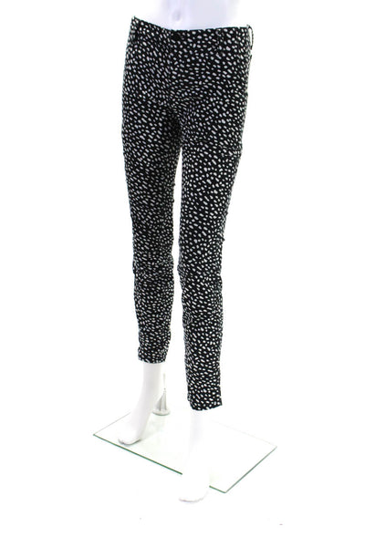 Tory Burch Womens Zipper Fly Leopard Spotted Skinny Jeans Black White Size 25