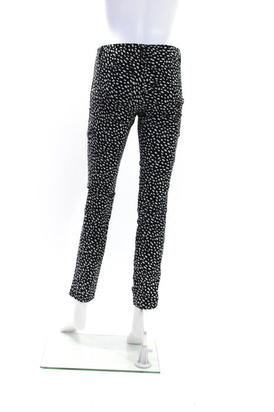 Tory Burch Womens Zipper Fly Leopard Spotted Skinny Jeans Black White Size 25