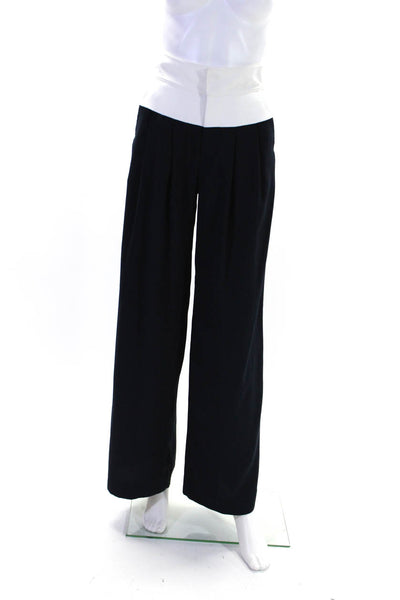 Joie Womens Zipper Fly High Rise Wide Leg Trouser Pants Navy White Size 00