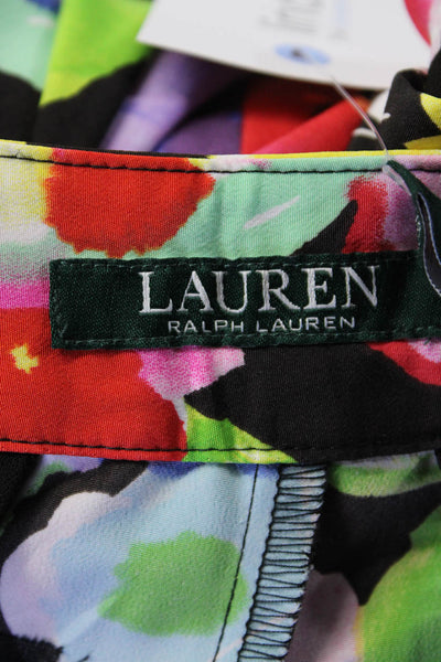 Lauren Ralph Lauren Womens Mid Rise Floral Straight Leg Pants Black Multi 2P
