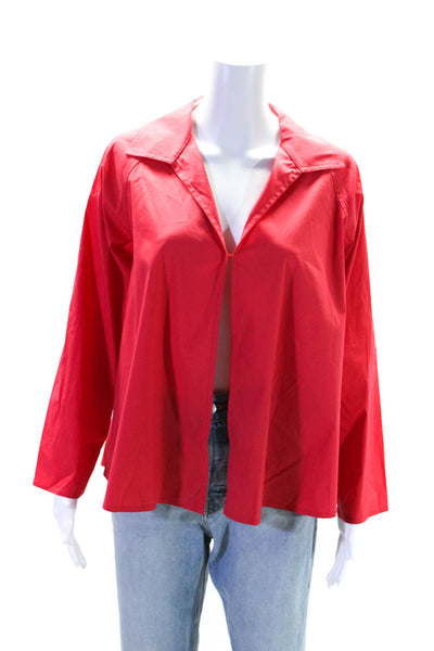 Lafayette 148 Womens Long Sleeve Collar Hook & Eye Top Blouse Red Size Petite