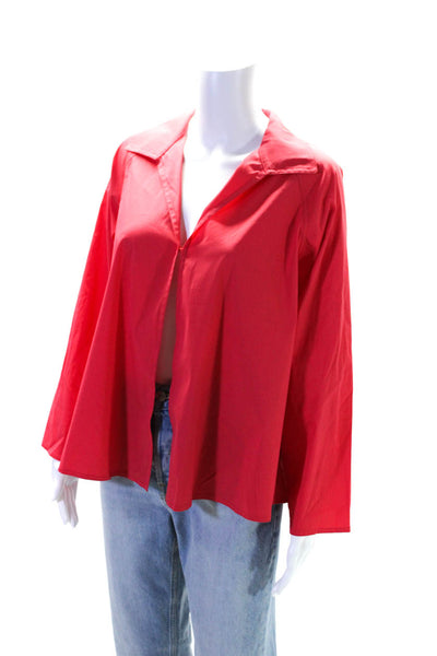 Lafayette 148 Womens Long Sleeve Collar Hook & Eye Top Blouse Red Size Petite