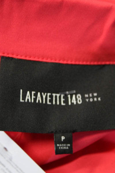 Lafayette 148 Womens Long Sleeve Collar Hook & Eye Top Blouse Red Size Petite