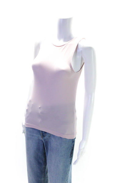 Wolford Womens Velvet Mix Crew Neck Stretch Shell Tank Top Light Pink Size Small