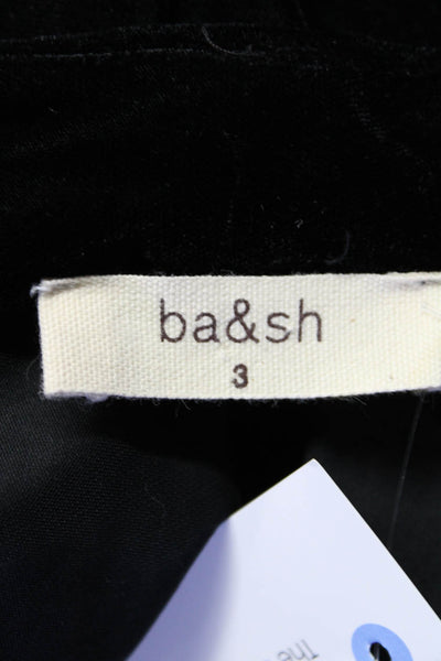 Ba&Sh Womens Velvet V-Neck Long Sleeve Pullover Blouse Top Black Size 3