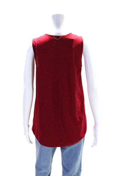 Sport The Kooples Womens V-Neck Half Zip Pullover Tank Top Blouse Red Size M