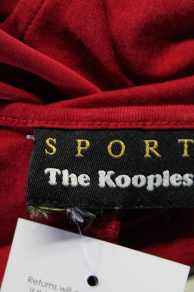 Sport The Kooples Womens V-Neck Half Zip Pullover Tank Top Blouse Red Size M