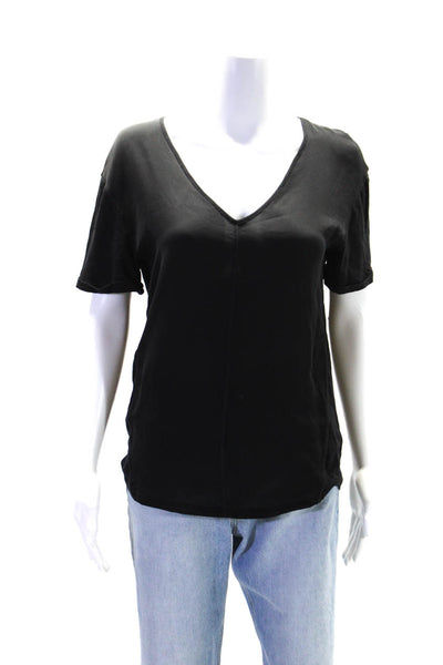 Sport The Kooples Women V-Neck Short Sleeve Pullover T-Shirt Top Black Size M